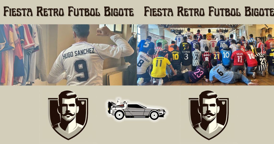 La fiesta retro fútbol con bigote como experiencia consciente