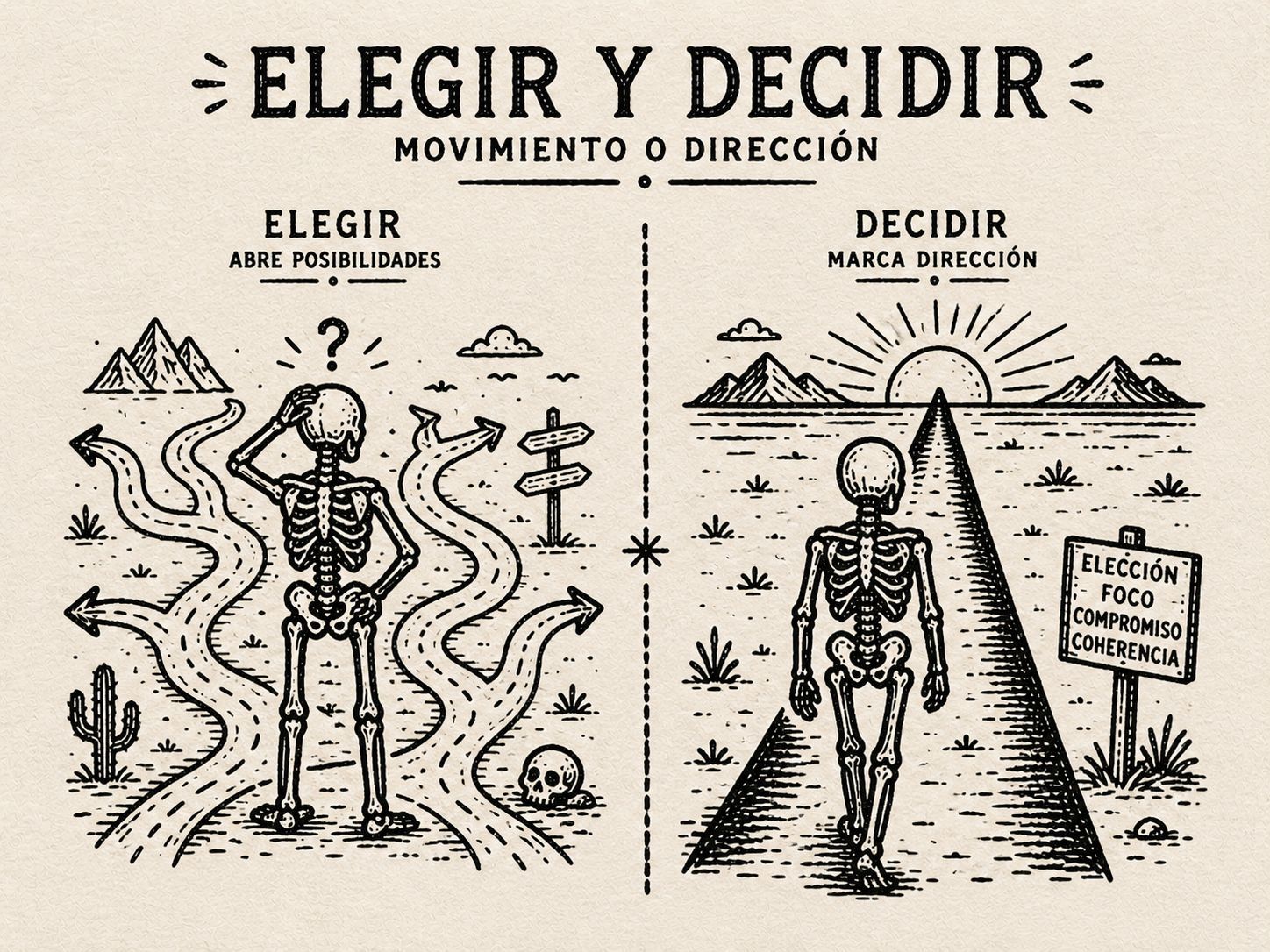 Diferencia entre elegir y decidir para avanzar con dirección